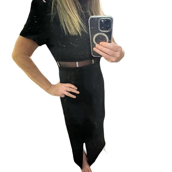 Vintage Betsy & Adam Black Maxi Formal Dress Size 13-14 - Picture 4 of 16